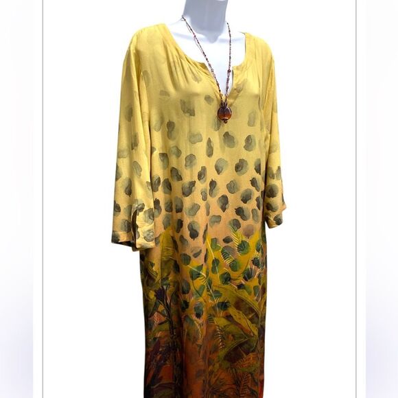 Soft Surroundings Boho Midi Dress Ombre Jungle Print Dolman Sleeves Size XL - Picture 6 of 12